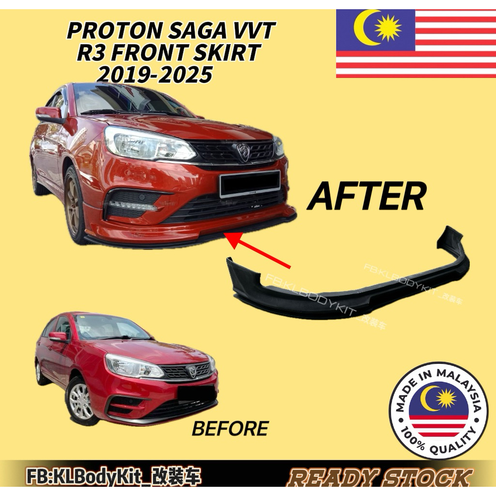 READY STOCK “ PROTON SAGA VVT R3 FRONT SKIRT PUR SAGA 2019 2020 2021 ...