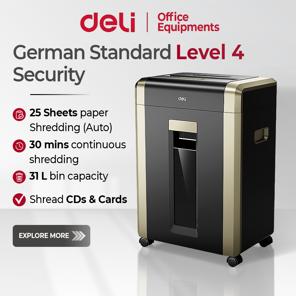 Deli ULTRA Paper Shredder Machine Cutter Office Supplies Security Level ...