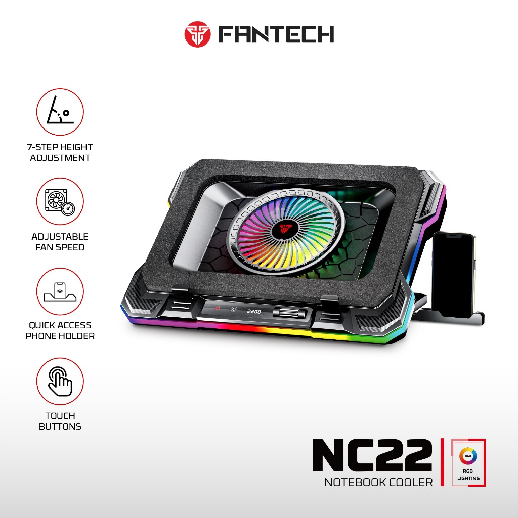FANTECH NC22 GAMING NOTEBOOK COOLER WITH AIR TIGHT MAGNETIC FOAM PAD ...