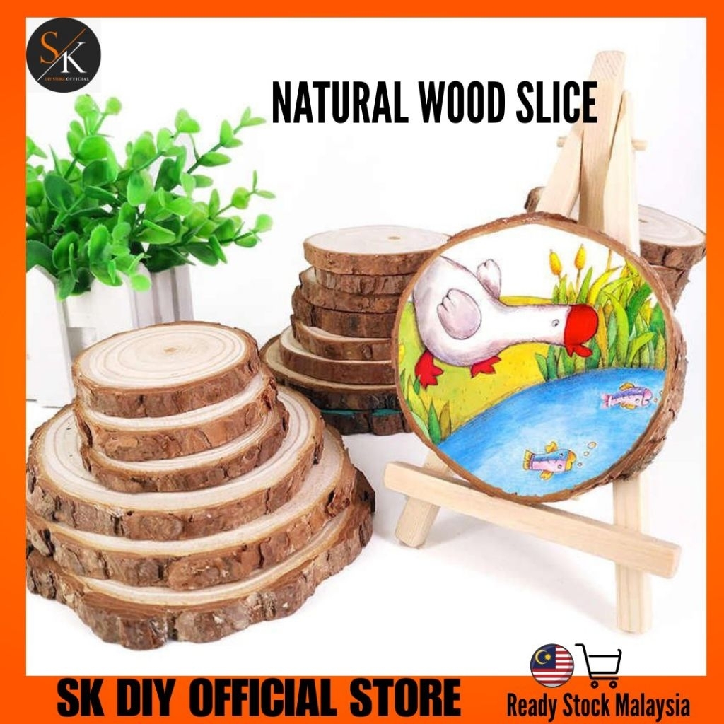 Natural Pine Wood Slice 2cm–20cm Round Log Disc With Bark DIY Craft ...