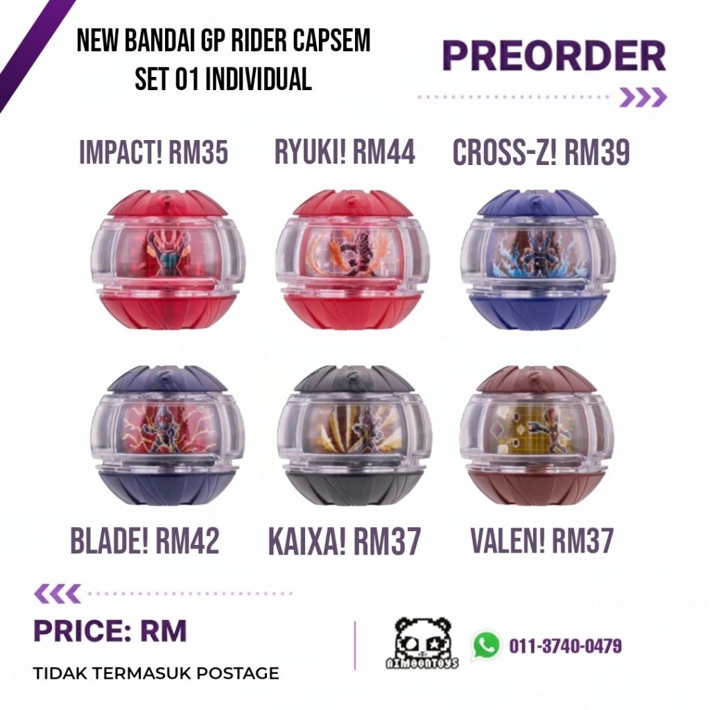 PREORDER BANDAI NEW Individual Rider Capsem Set 01 1 Kamen Rider Zeztz ...