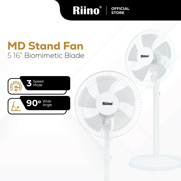 Riino MD Stand Fan 13 Inch 5 Blade Modern Pure White Cooling Fan MD06F ...