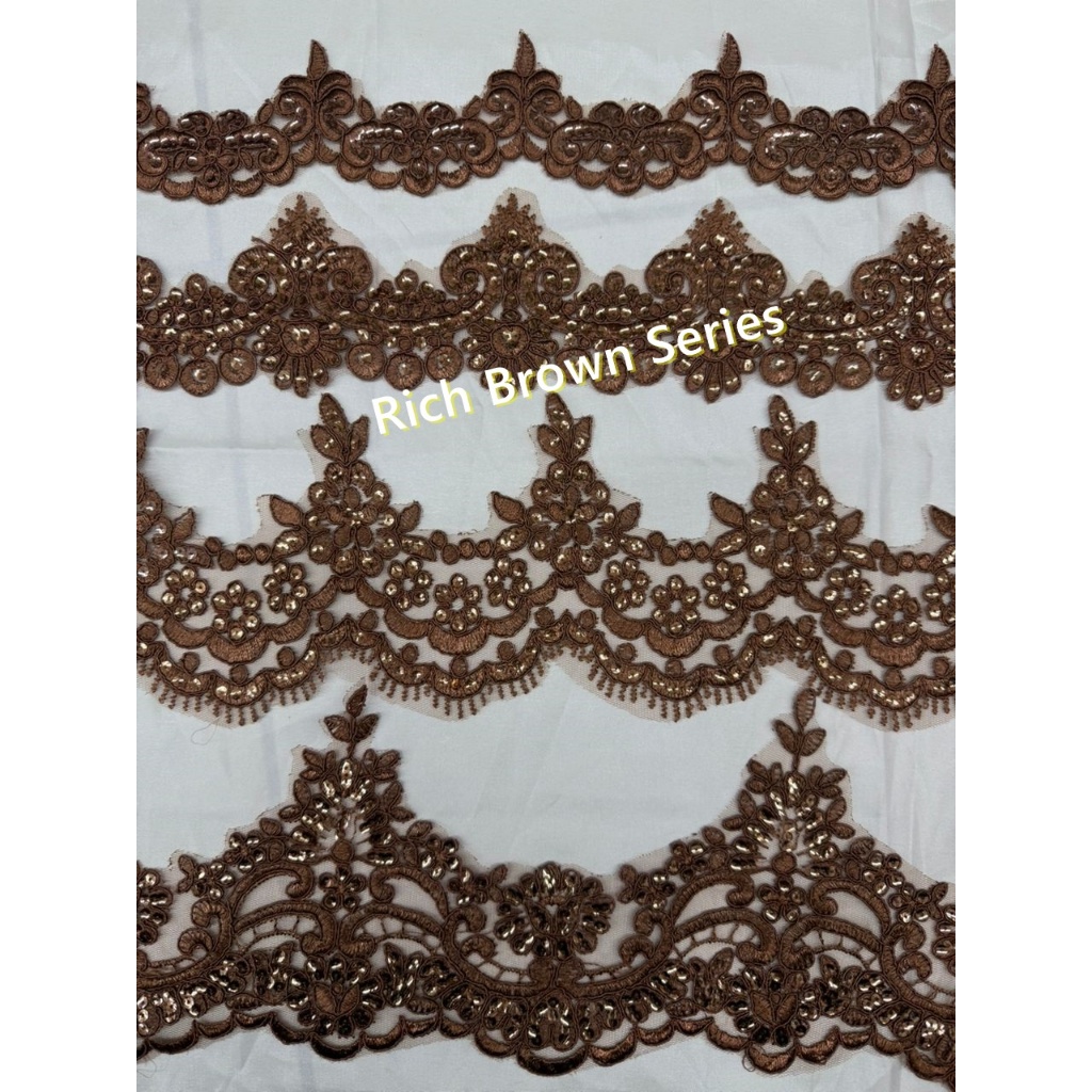 Rich Brown Series Border Lace, Renda Lace Tema Dark Brown, Lace Meter ...