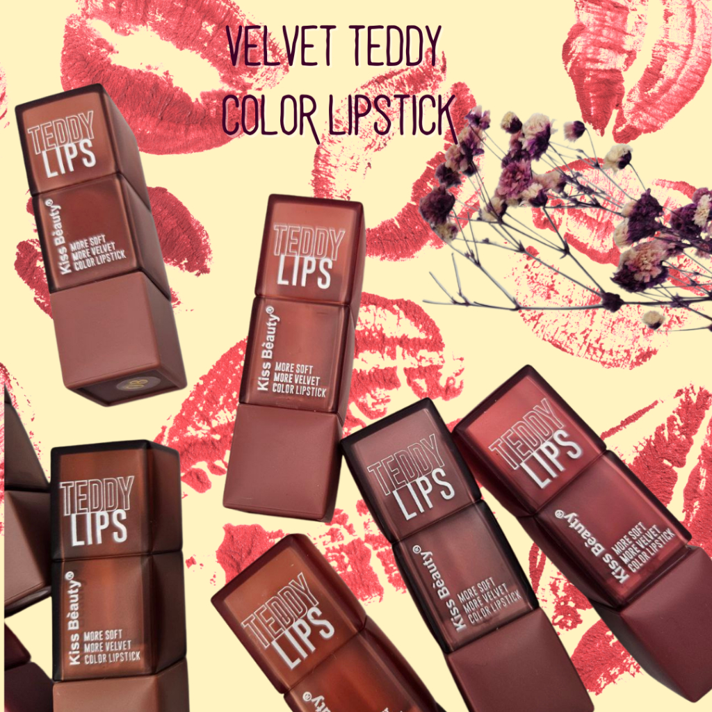 KISS BEAUTY VELVET TEDDY COLOR LIPSTICK WARNA PEKAT TAHAN LAMA | Shopee ...