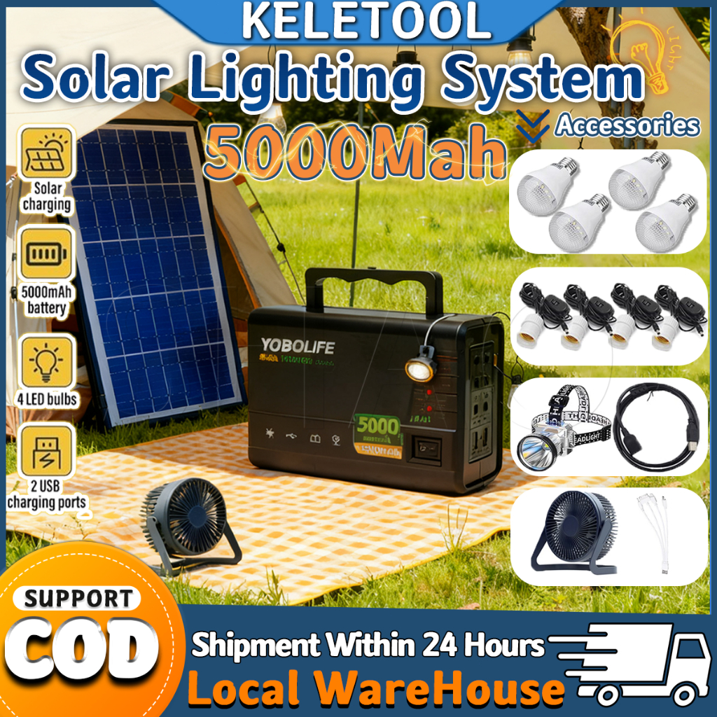5000mAh Solar lighting system Portable Panels Charging Generator Power ...
