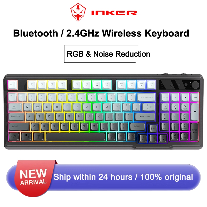 INKER H98 Wireless RGB Gaming Keyboard Mouse 1 Set Dual Mode 2.4GHz ...