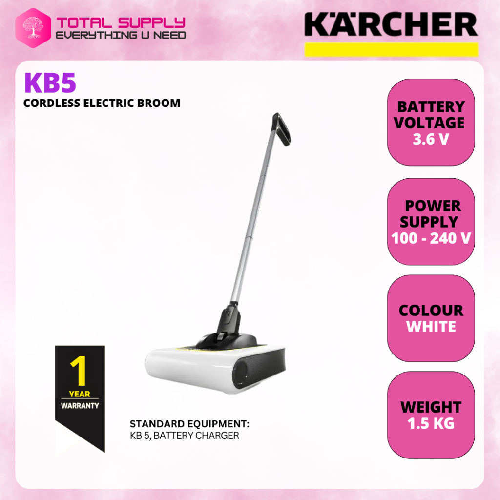 KARCHER CORDLESS ELECTRIC BROOM KB 5 KB5 WHITE WITH WARRANTY | Shopee ...