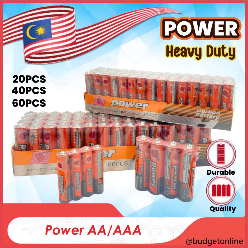 POWER AAA R03 AA R6P Battery Extra Heavy-Duty Carbon Zinc 1.5V/Bateri ...