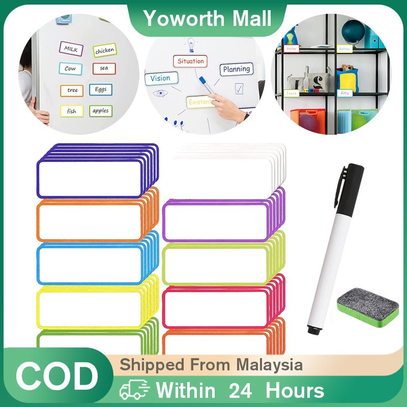 60pcs Magnetic Label Board / Colored Fridge Magnetic Label / Erasable ...