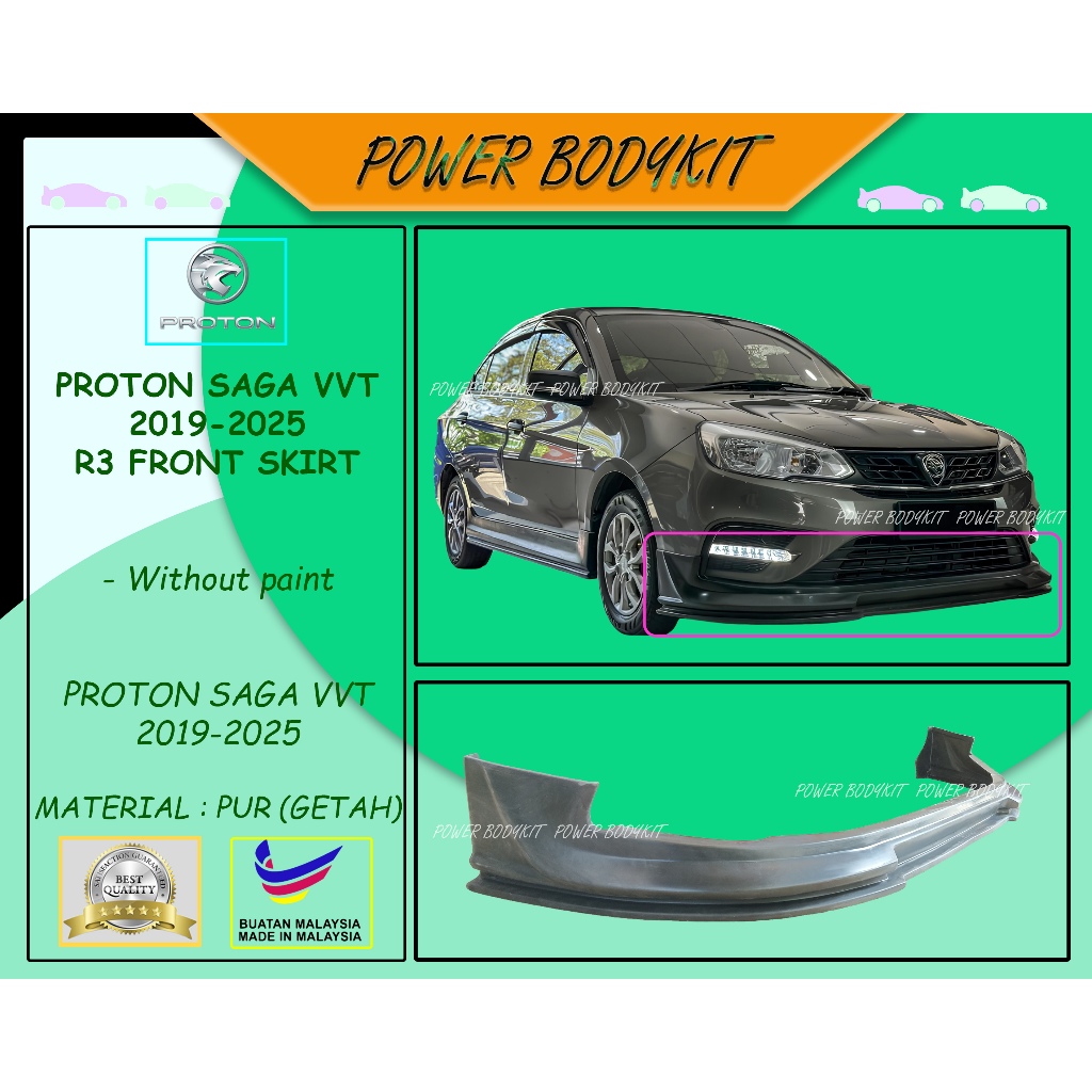 READY STOCK Proton Saga VVT 2019-2025 R3 Front Skirt MC2 2019 2020 2021 ...