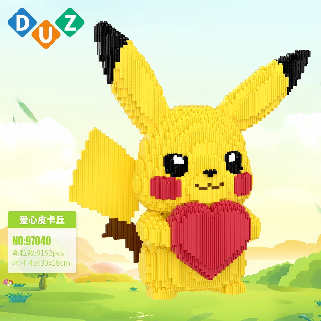 DUZ Pixel Bricks DIY Mini Building Blocks Pikachu dengan Hati Merah ...