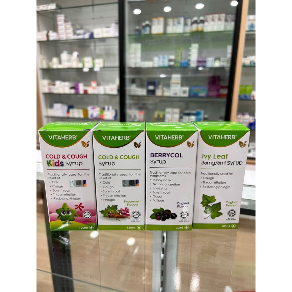 Vitaherbs cough and cold kids syrup 120ml / ivy leaf 100ml/ Berrycol ...