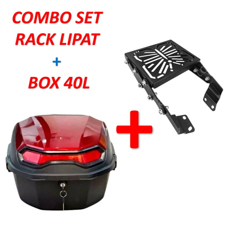 Universal Explorer MAX 40 liters Motorcycle Top Box+ Rack Lipat ...