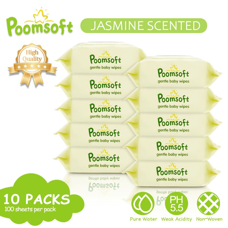 POOMSOFT Non Alcohol Baby Wet Wipes/Jasmine Wet Tissue (10Pack-1000Pcs ...