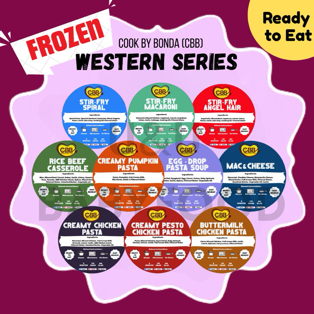 🔥READY STOCK JB🔥COOK BY BONDA (CBB) BABYFOOD- FROZEN Western Series RTE ...