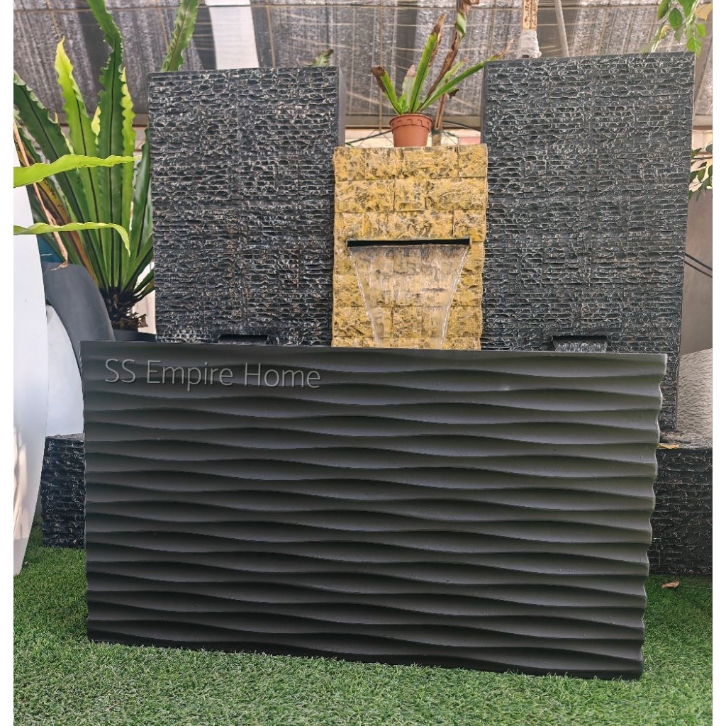 RUDI PB9 Waves Large Matte Black Premium Fiberglass Planter box Flower ...