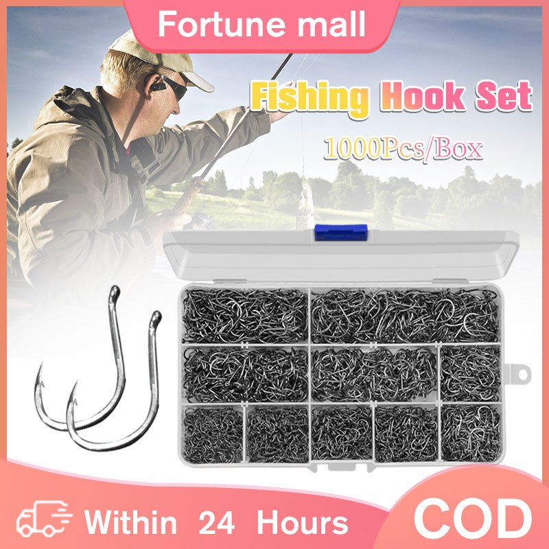 1000Pcs Fishing Hooks Set Sharpened Fish Hooks Set For Saltwater ...