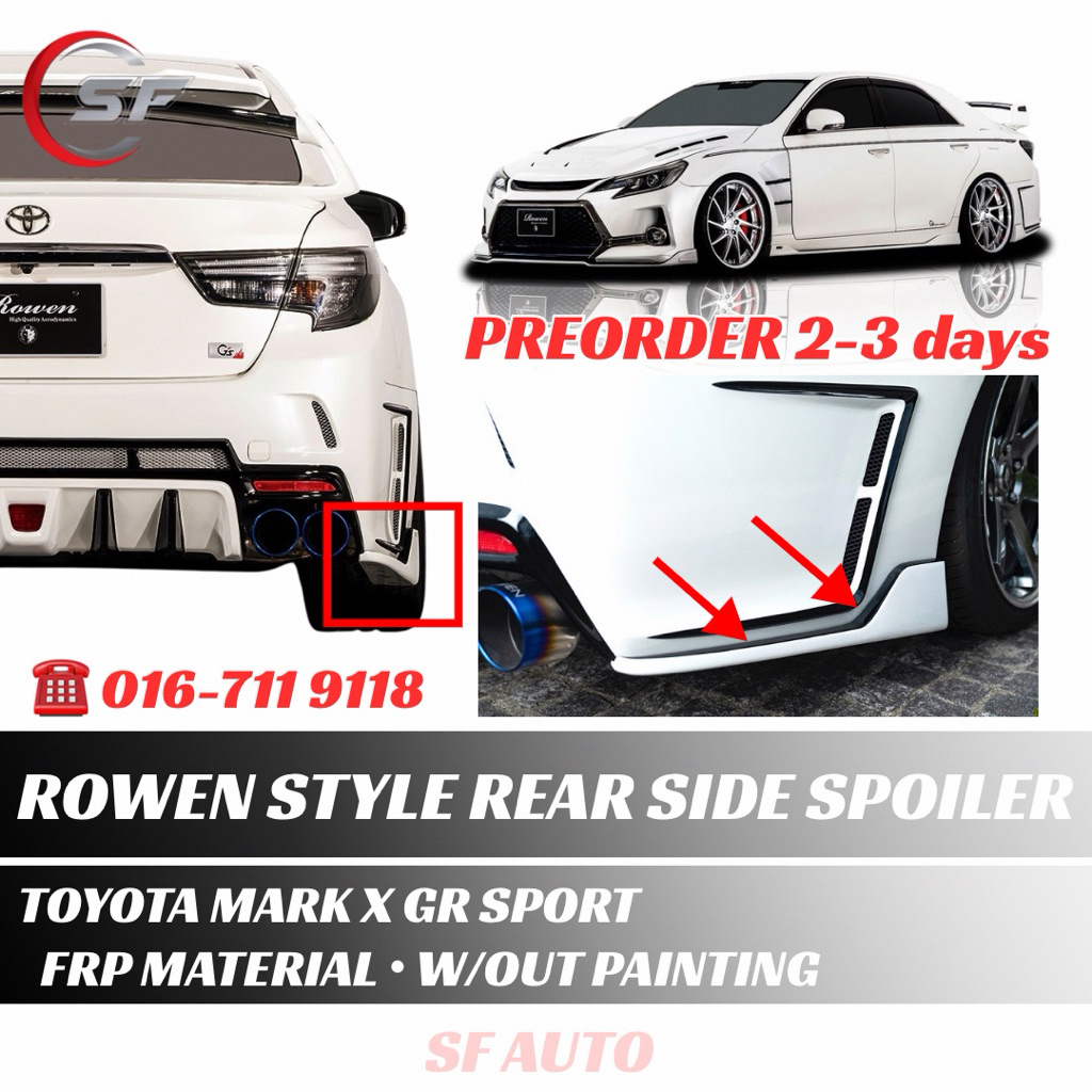 Toyota Mark X Gr Sport Rowen Style Rear Side Spoiler Frp Material ...