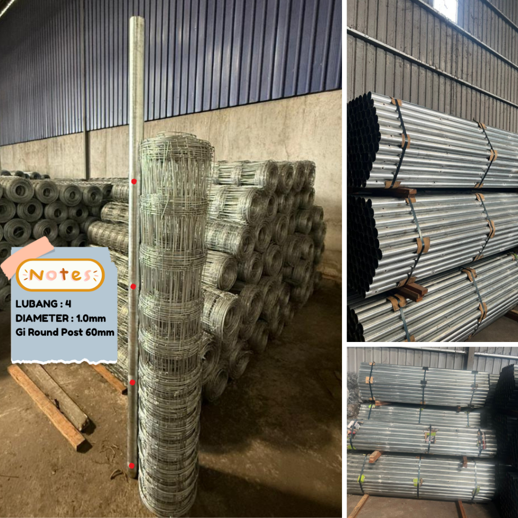 Gi Galvanised Round Post 60mm x 1.0mm x 2000mm x 4 Hole with End Cap ...