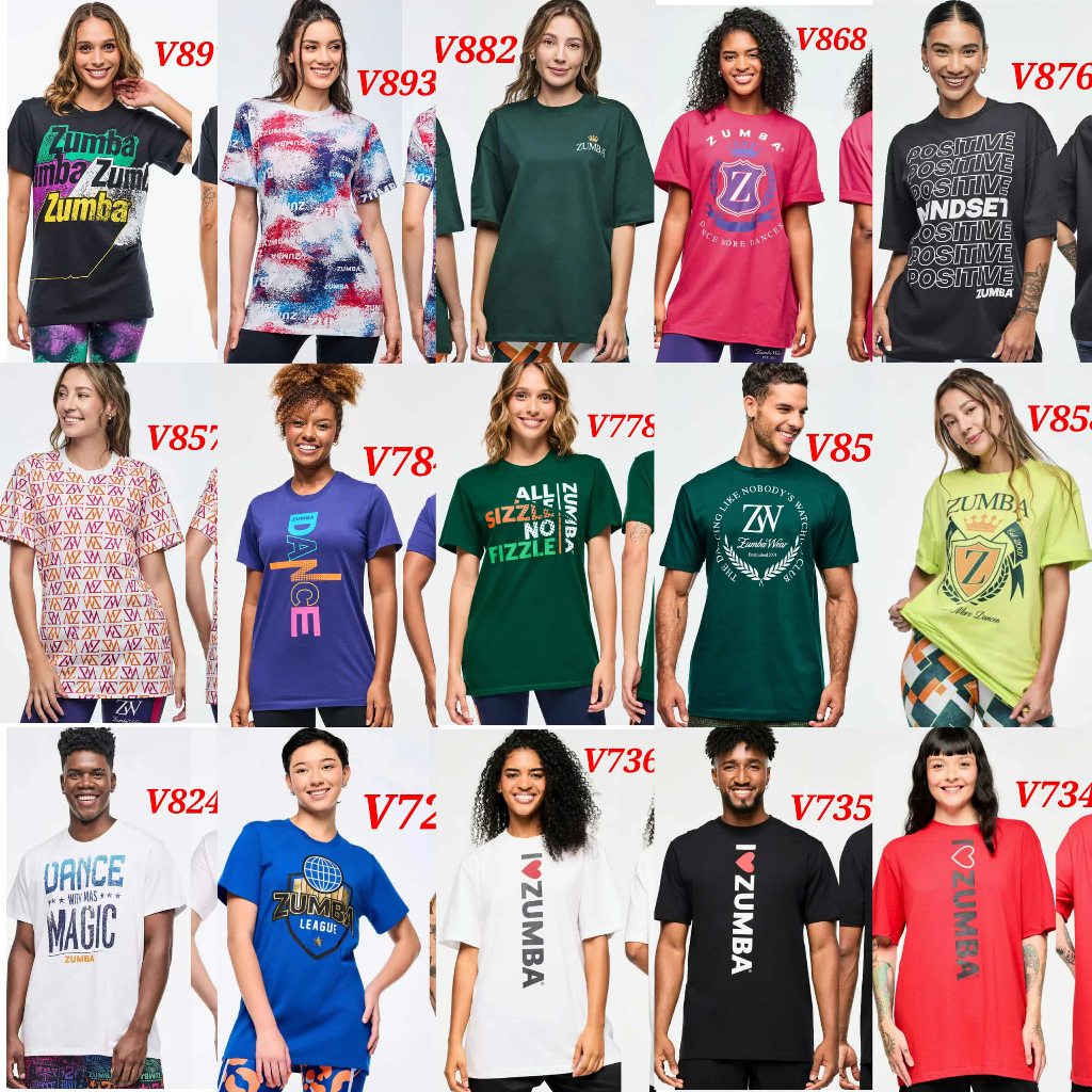 Zumba Tshirt V467 V474 V511 V523 V720 V734 V735 V736 V857 V858 V824 ...