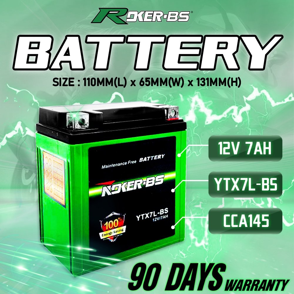 ROKER-BS BATERI BATTERY GEL YTX7L-BS R25/MZ/MOSKITO/CBR250/KLX150 ...