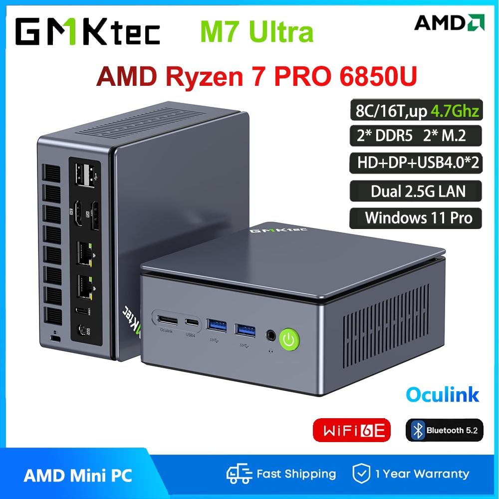 GMKtec M7 Ultra AMD Ryzen 7 PRO 6850U 32GB DDR5 +512GB Dual USB4 ...
