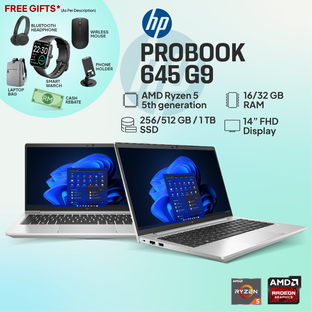 HP PROBOOK 645 G9 Notebook Laptops | AMD Ryzen 5 Pro | 16-256/512GB SSD ...