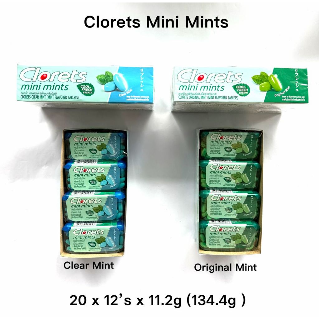 (OUTER) CLORETS MINI MINTS 12'S X 11.2G (134.4G) CLEAR MINT / ORIGINAL ...