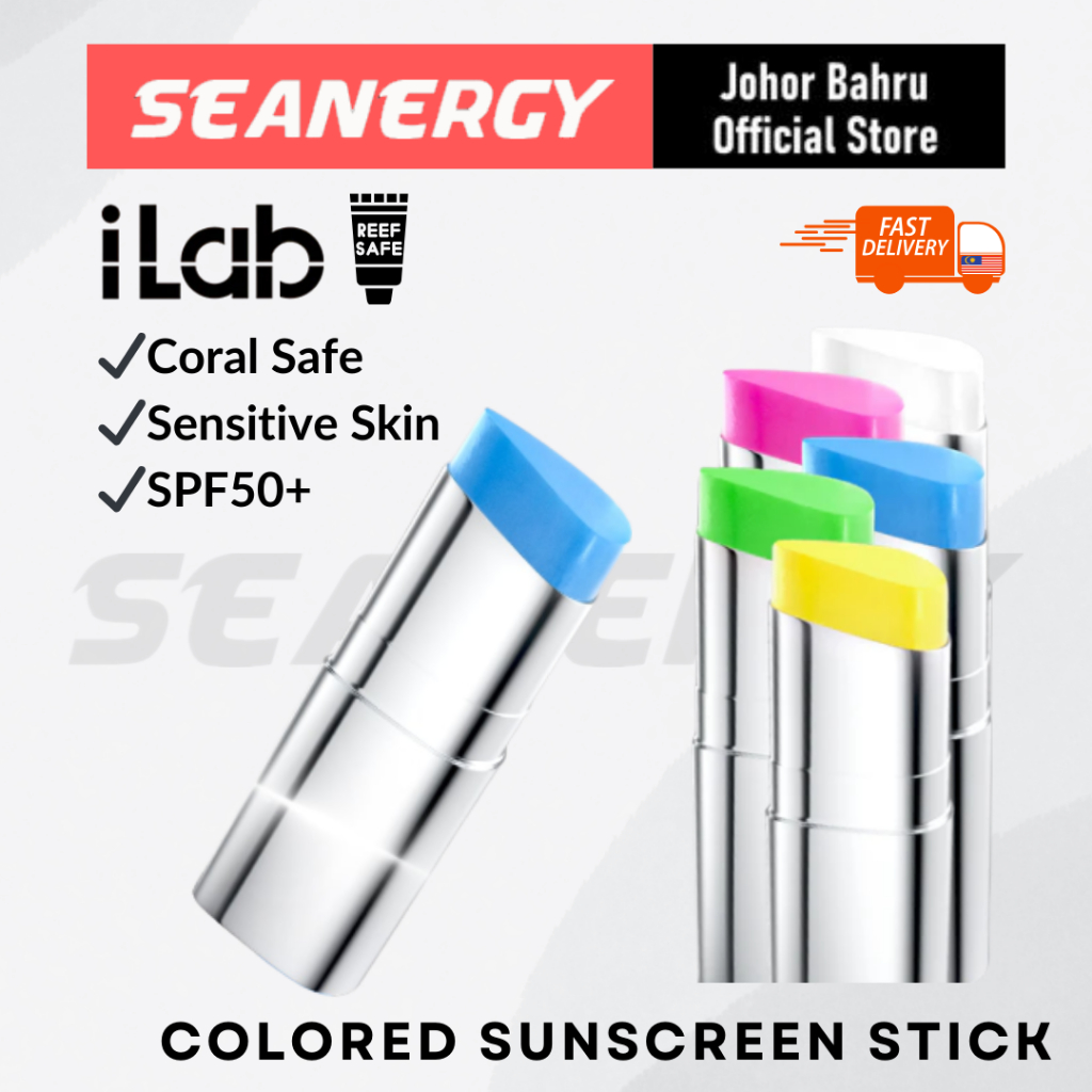 iLab Max-Spectrum Colored Sunscreen Stick SPF50+ PA+ Coral Safe Scuba ...