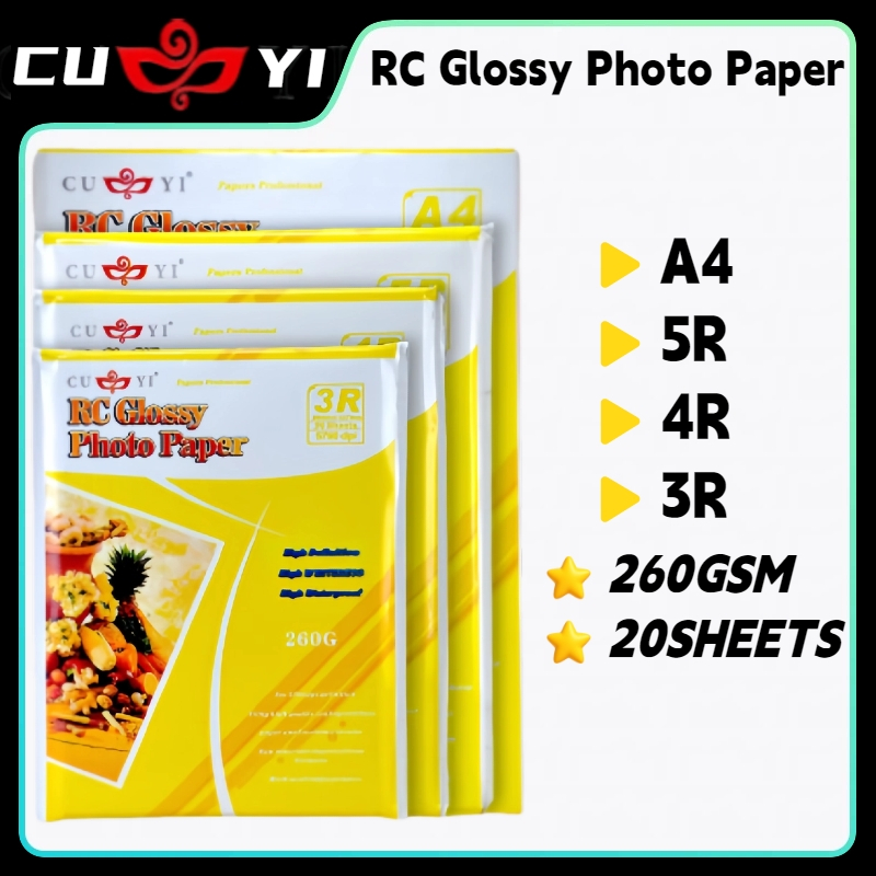 20 Sheets Waterproof Rc Glossy Photo Paper 260gsm Resin Coated Premium ...