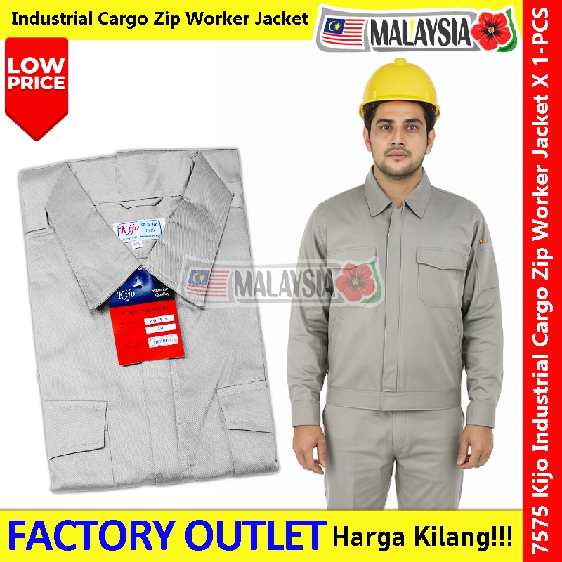 【ZIP】Cotton Industrial Cargo Jacket ZIP Model Workwear Baju Kerja ...