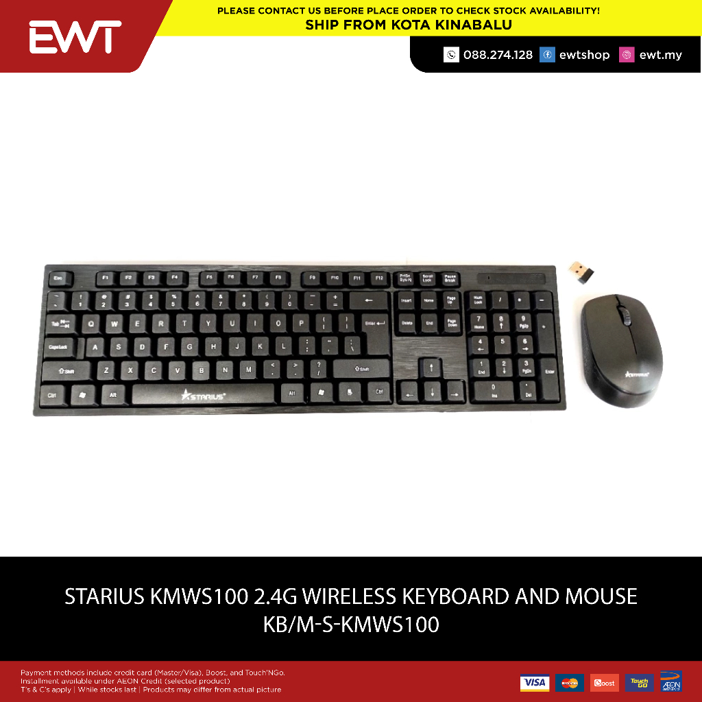 STARIUS KMWS100 2.4G Wireless Keyboard and Mouse 100% ORIGINAL | Shopee ...