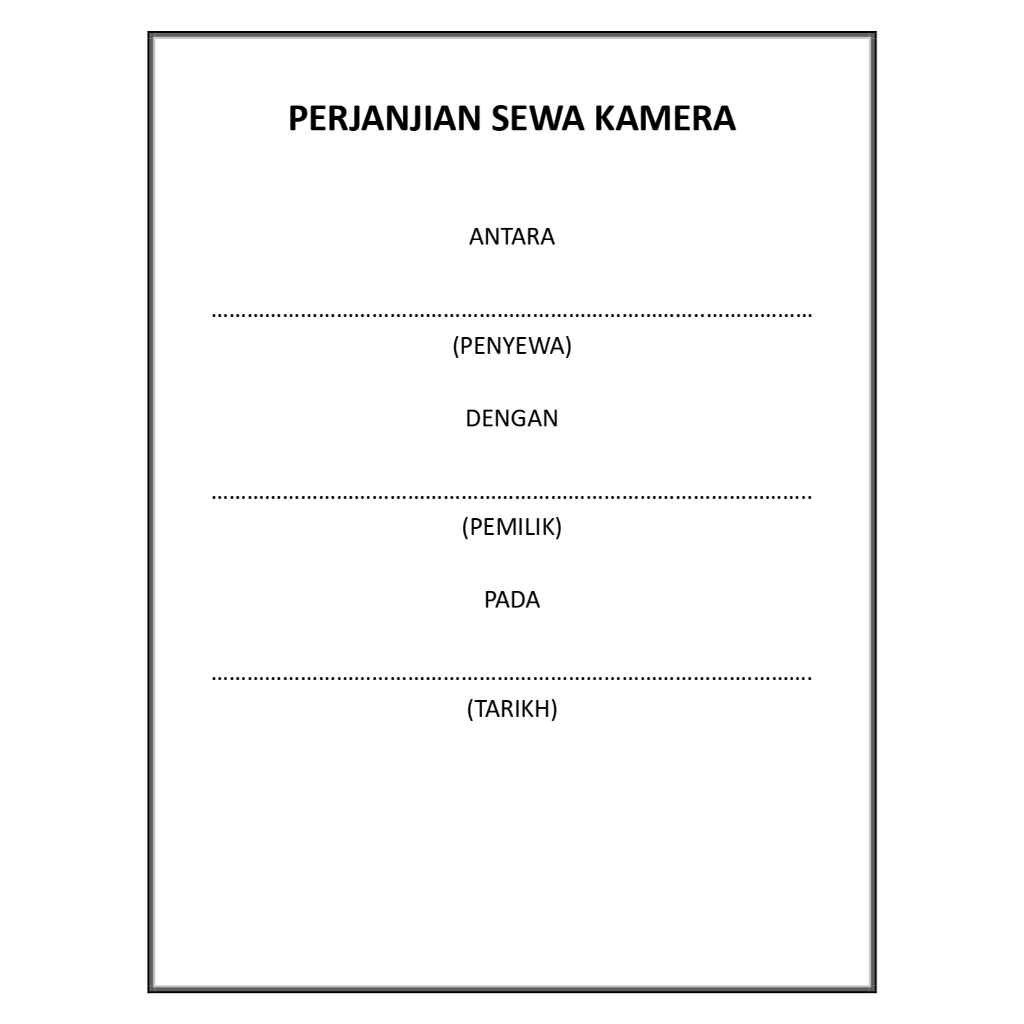 template perjanjian sewa kamera antara pemilik kamera dengan penyewa ...