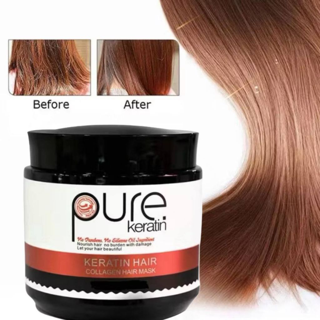 PURE KERATIN COLLAGEN HAIR MASK Merawat Rambut Kasar,kering, kusam ...