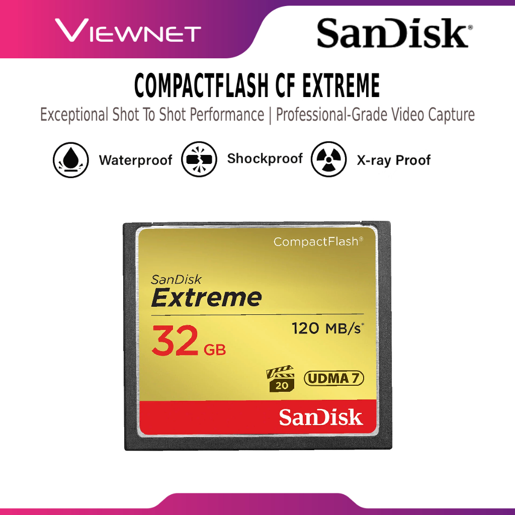 SANDISK CF EXTREME 32GB / 64GB / 128GB ( 120MB / 85MB ) COMPACTFLASH CF ...