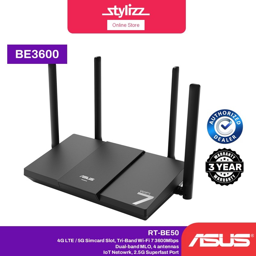ASUS RT-BE50 WiFi 7 Router | 3600 Mbps Speed | Covers Up to 2,000 sq.ft ...