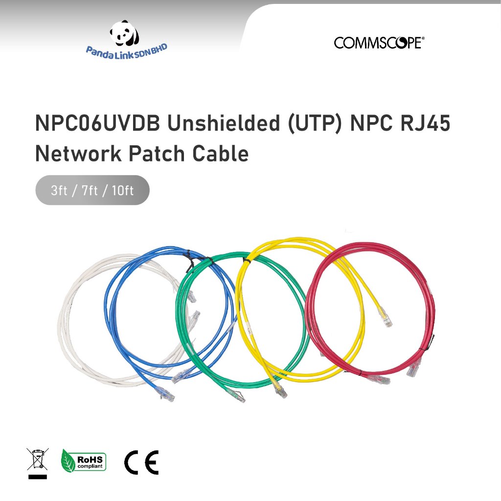 COMMSCOPE NPC06UVDB Unshielded (UTP) NPC RJ45 Network Patch Cable (3ft ...
