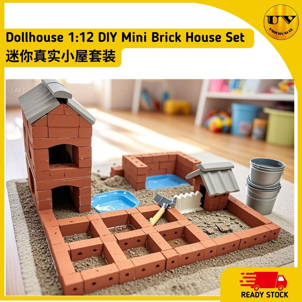 Mini Brick House DIY Kit 1:12 Realistic Miniature Construction Set 小屋模型 ...