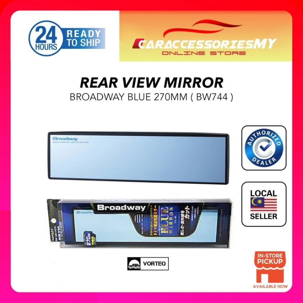 VORTEQ BW Broadway Blue Rear View Interior Room Mirror 300mm (Blue ...