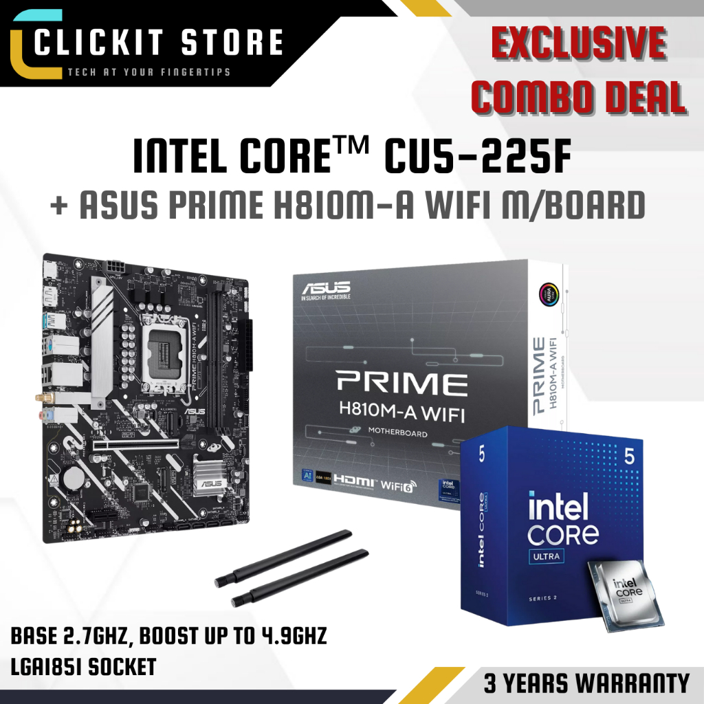 INTEL Core™ Ultra 5 - CU5-225/ CU5-225F CPU + LGA1851 Motherboard