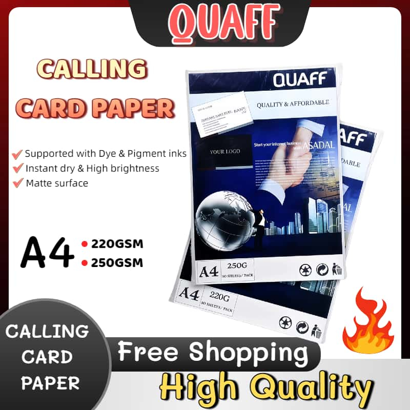 QUAFF Matte & Glitter Calling Card Paper – 220/250GSM, A4 Size, Premium ...