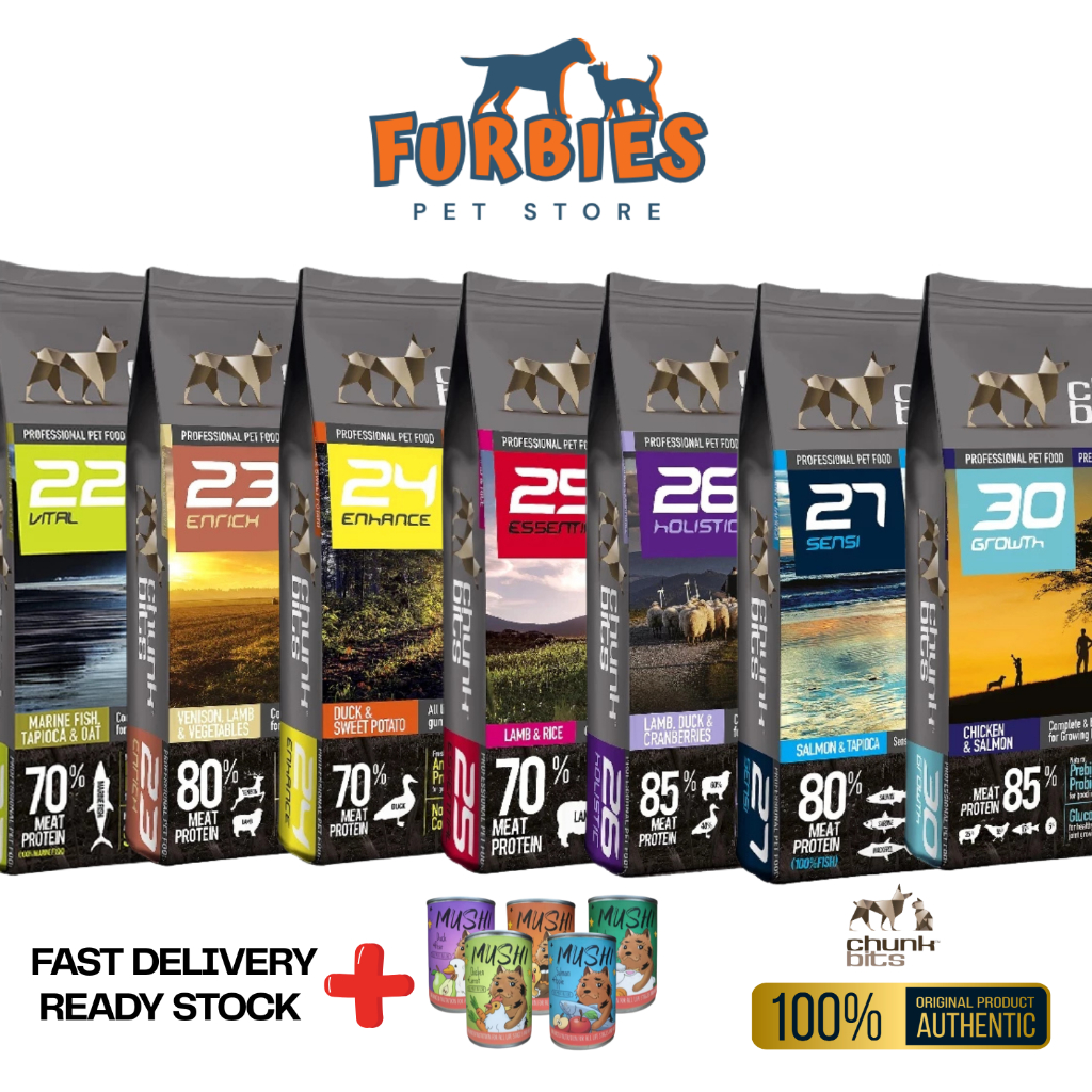 Chunk Bits Dog Food / Vigorous 15KG / 13KG / 6kg ChunkBits 22 Fish 23 ...
