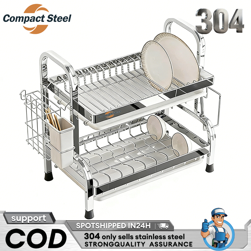 CompactSteel CO.SUS 304 Dish Drying Rack Plate Organizer Dish Rack ...