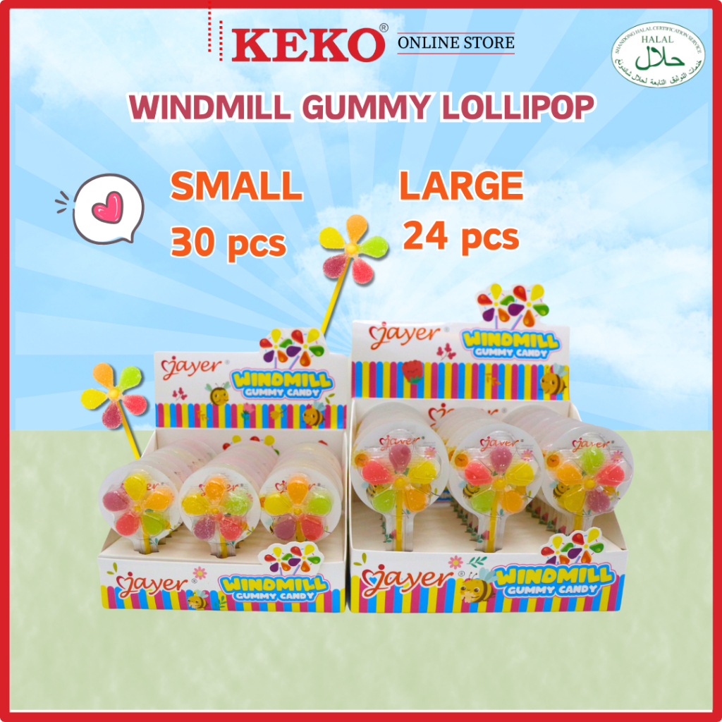 HALAL Jayer Windmill Soft Gummy Candy/ Lollipop Candy/ Gula Jelly 风车软糖 ...