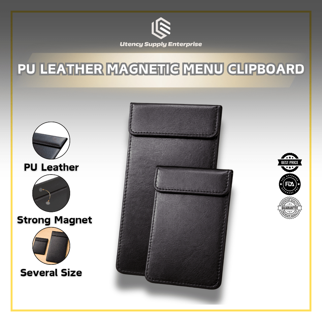 PU Leather Magnetic Menu Clipboard | Strong Magnetic Restaurant Bill ...
