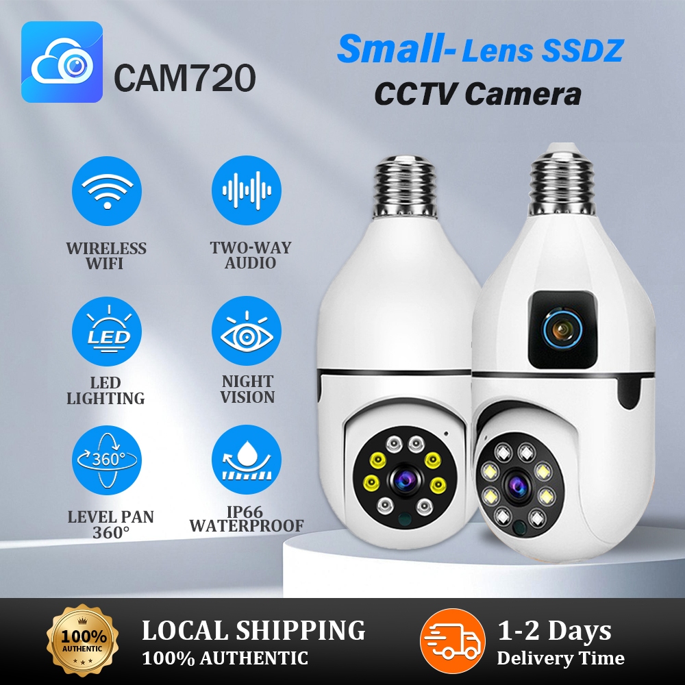 Cam720 CCTV Wireless Outdoor Dual Lens IP66 Waterproof 360 Bulb Camera ...