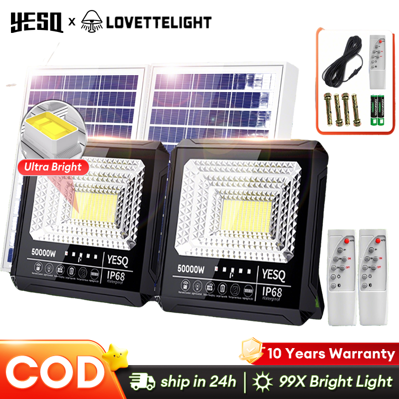 YESQ 100000W Lampu Solar Floodlight With battery level and wattage ...
