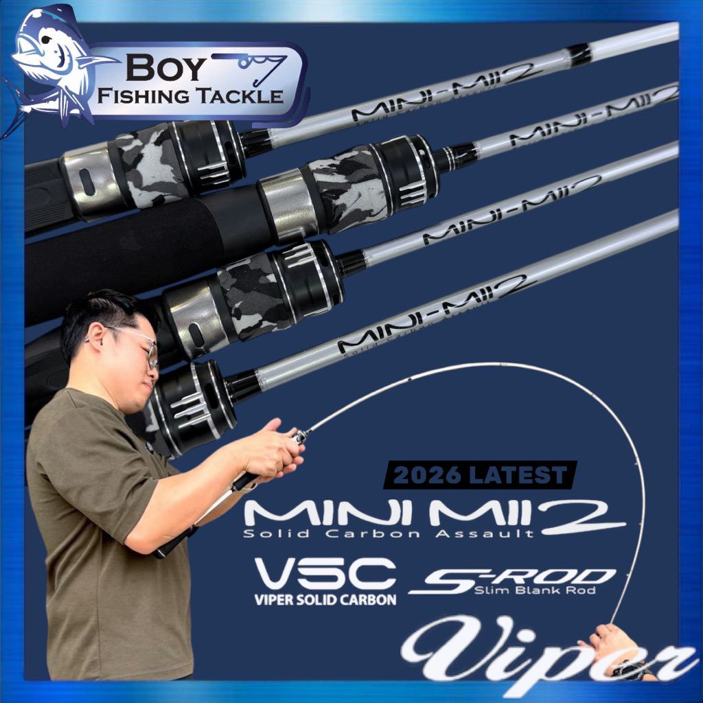 26 VIPER MINI MII 2 Super Mirco Jig SOLID CARBON Fishing Rod Spinning ...