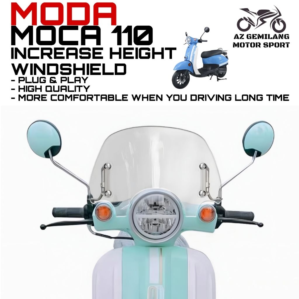 WINDSHIELD MODA MOCA110 MOCA 110 INCREASE HEIGHT WINDSHIELD ACCESSORIES ...