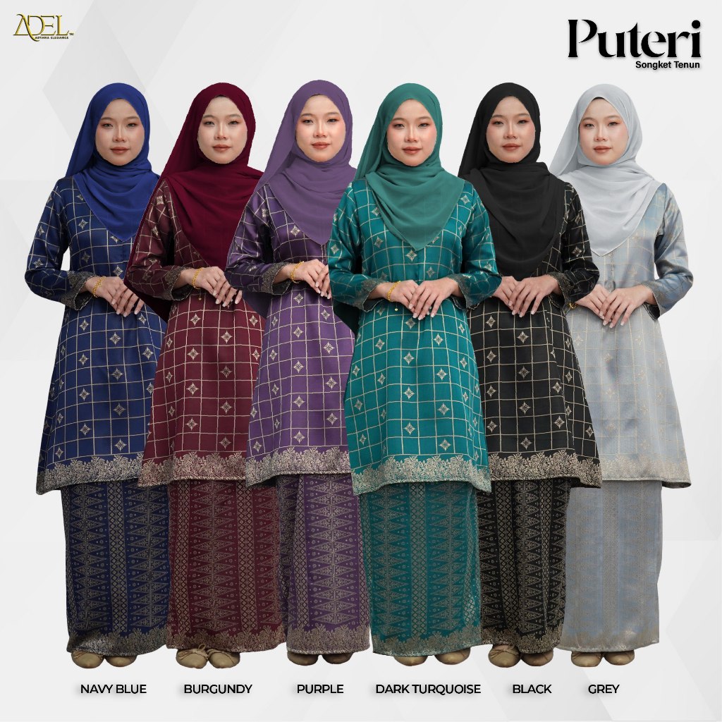 RAYA 2026 | ADEL Baju Kurung Riau Puteri Songket Tenun Moden Set ...